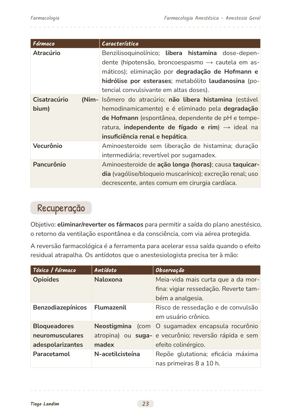 Farmacologia Anestésica - Anestesia Geral