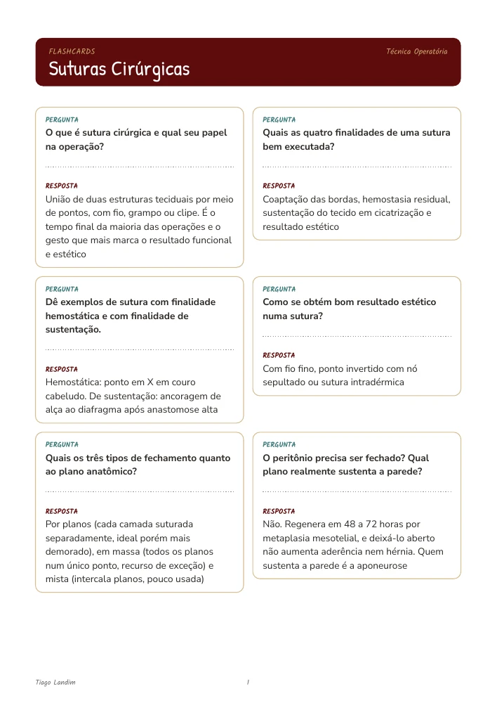 Flashcards - Suturas Cirúrgicas