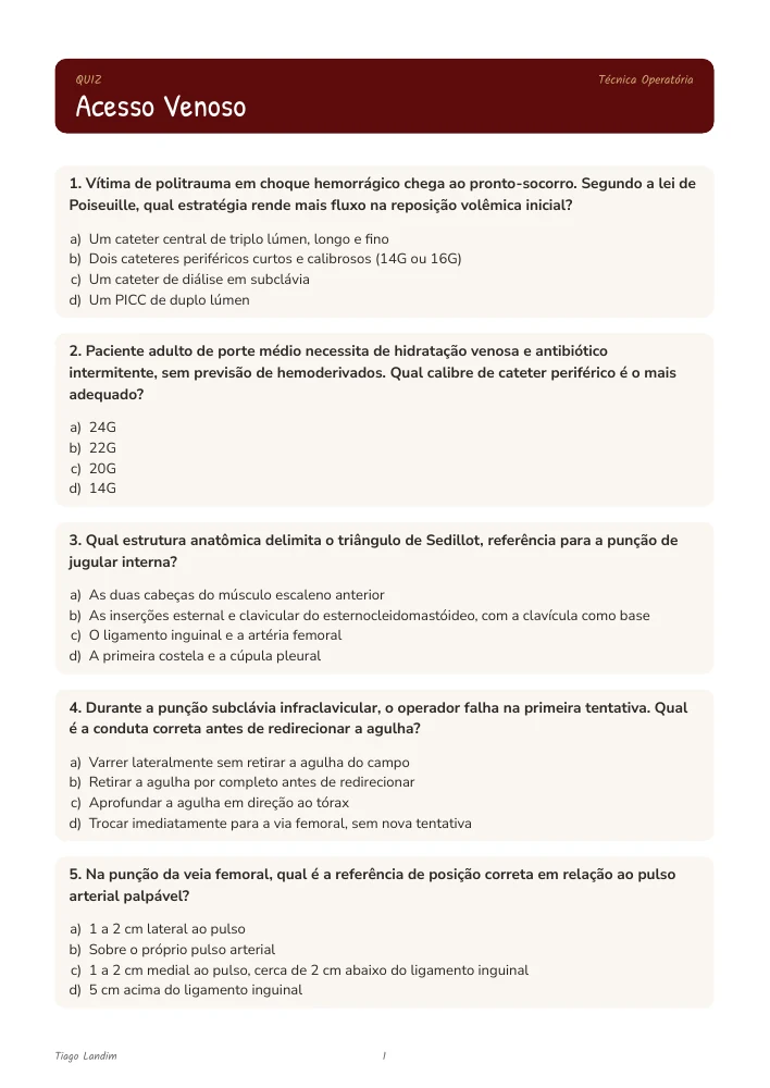 Quizzes - Acesso Venoso